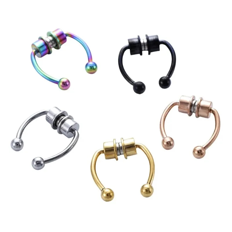 Body Jewelry Nose Studs - 1/2/3 ชิ้น แหวนจมูกแม่เหล็กปลอม แหวนจมูกแบบไม่ต้องเจาะ แหวนกั้นจมูกแบบหนีบ แหวนแม่เหล็กสแตนเลส