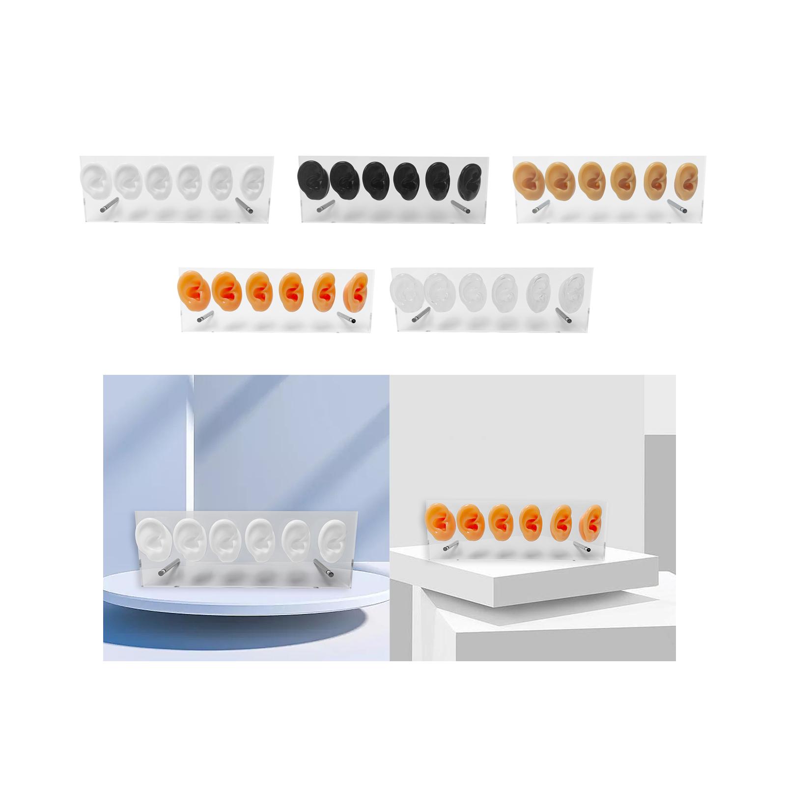 Body Jewelry Organizer - โมเดลหูซิลิโคนนุ่ม โมเดลสำหรับการนำเสนอ อุปกรณ์จัดระเบียบเครื่องมือเจาะหู ชั้นวางโมเดลหูพร้อมฐานอะคริลิก ชั้นวางโชว์ต่างหู