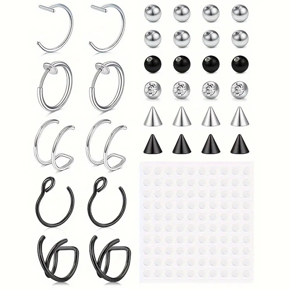 Body Jewelry Nose Studs - เครื่องประดับเจาะปลอม แหวนเจาะปากปลอม แหวนเจาะจมูกปลอม ห่วงเจาะปลอม แหวนเจาะลายกัดงูปลอม แหวนเจาะคิ้วปลอม