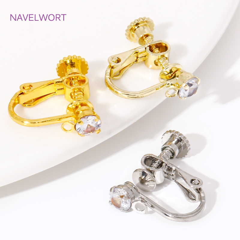 Body Jewelry Kit - ต่างหูแบบสกรูหัวกลมชุบทอง14K/18K พร้อมคลิปหนีบต่างหูแบบไม่เจาะสำหรับเครื่องประดับแบบทำมือ