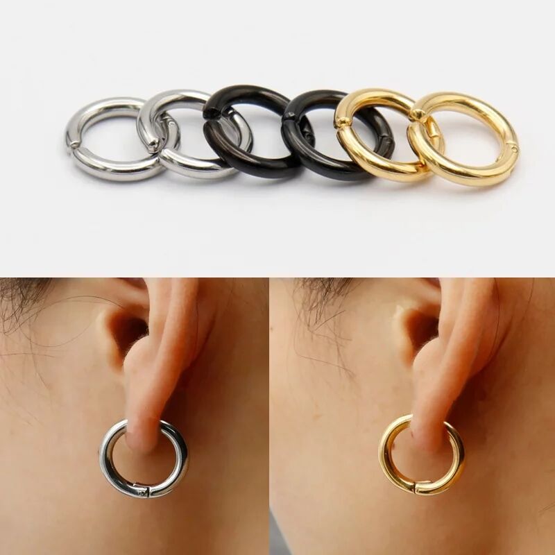 Body Jewelry And Earrings - ต่างหูห่วง huggie huggie Hoop ปลอมสำหรับผู้ชายผู้หญิงต่างหูสแตนเลสต่างหูแบบคลิป Anting