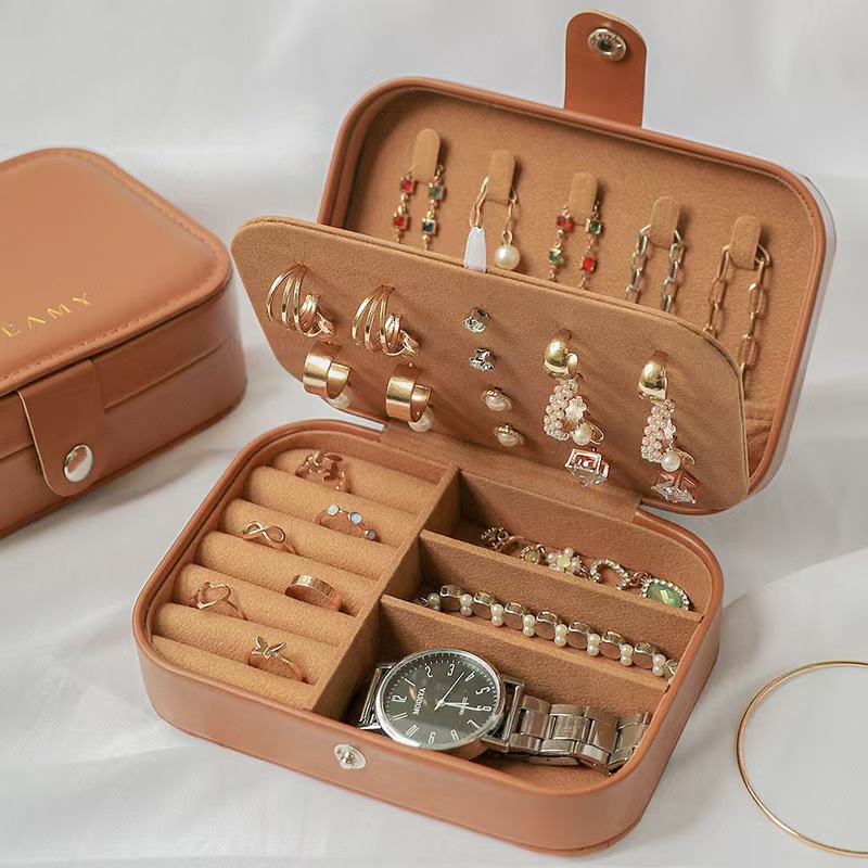 Body Jewelry Organizer - กล่องเก็บเครื่องประดับพกพา กล่องใส่ต่างหู แหวน สร้อยคอ สำหรับเดินทาง กล่องโชว์เครื่องประดับหนัง
