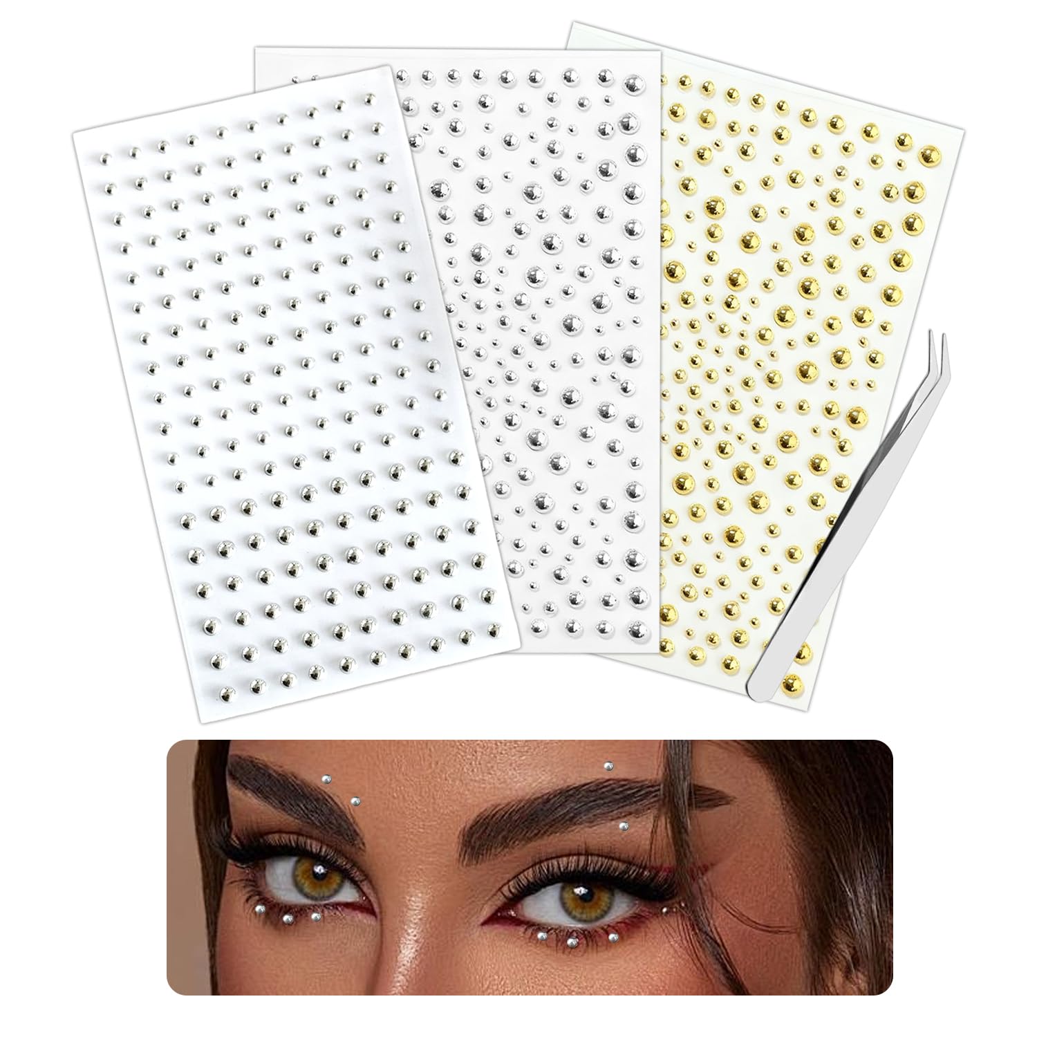 Body Jewelry Nose Studs - สติกเกอร์แหวนร่างกายใบหน้ากาวตัวเองอัญมณี Piercings ปลอมชุดพร้อมกับกีดเงิน Rhinestone Studs สำหรับจมูก