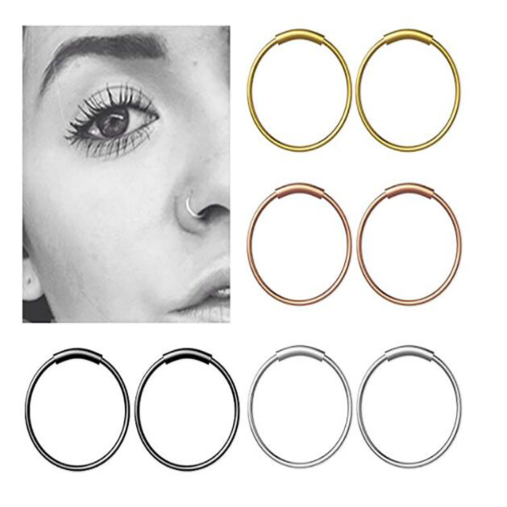 Body Jewelry Nose Studs - 3 ชิ้น/ล็อต แหวนเหล็กผ่าตัด 316L แบบไร้รอยต่อ สำหรับจมูก