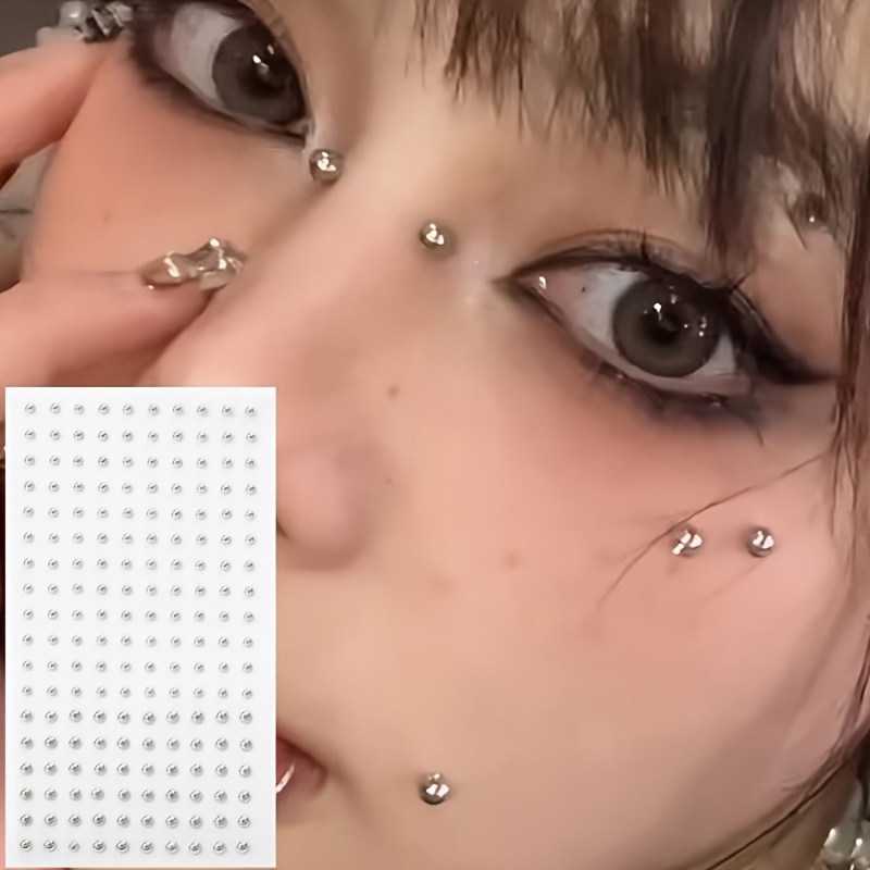 Body Jewelry Nose Studs - ชุดอุปกรณ์เจาะปลอมแบบไม่ต้องเจาะ 4 ชิ้น พร้อมต่างหูสำหรับริมฝีปาก/จมูก/คิ้ว 4 ชิ้น