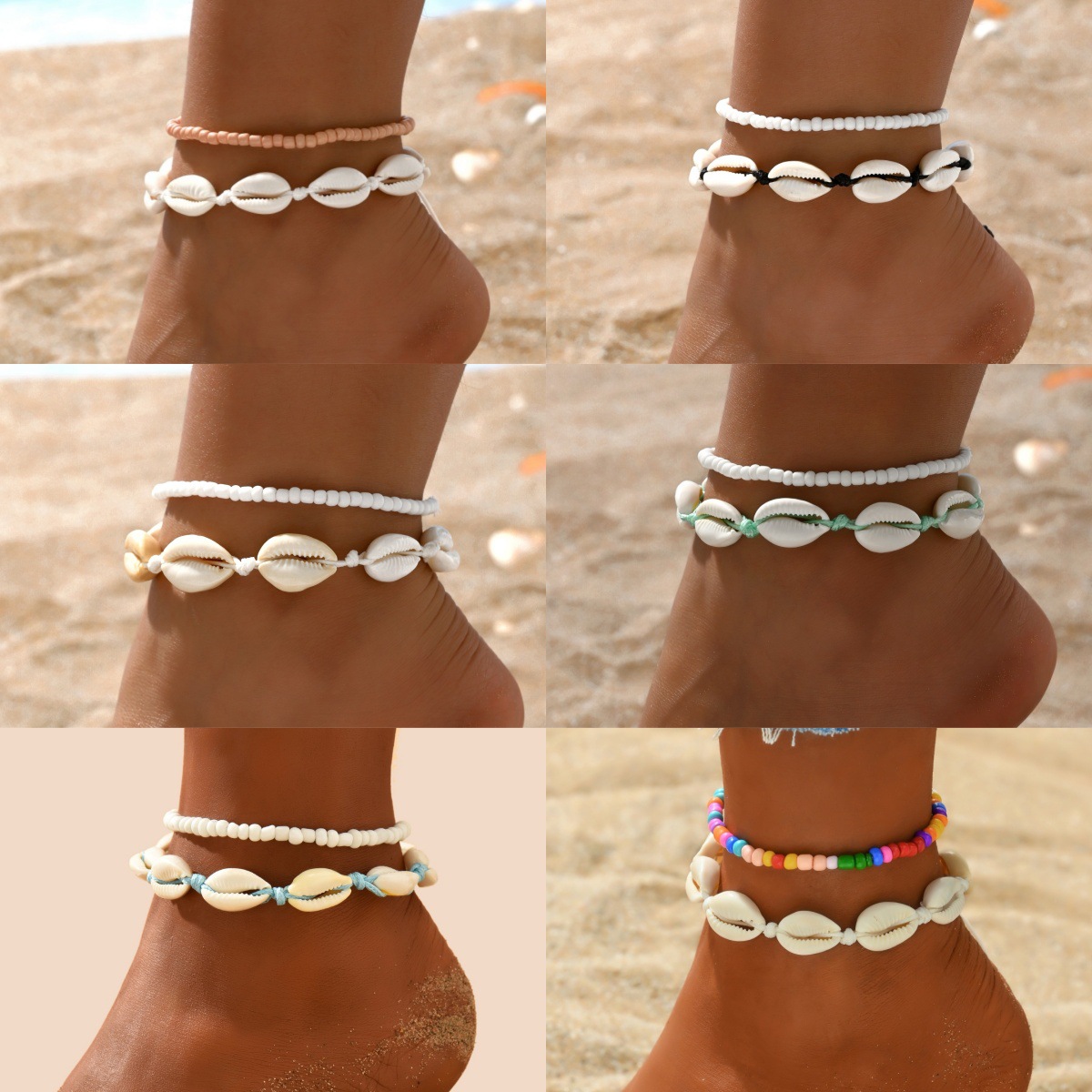2PCS โบฮีเมียเปลือก Anklets สํ - Body Jewelry Leg Chain บทวิจารณ์และราคา