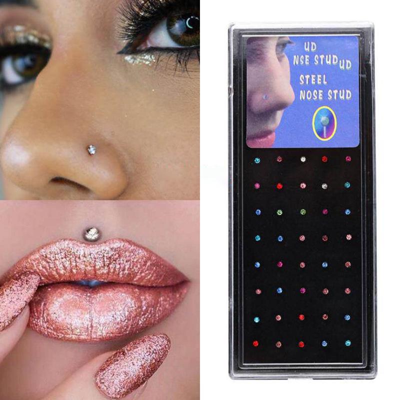 ชุดแหวนจมูกคริสตัลแบบใหม่ 60 ช - Body Jewelry Nose Studs บทวิจารณ์และราคา