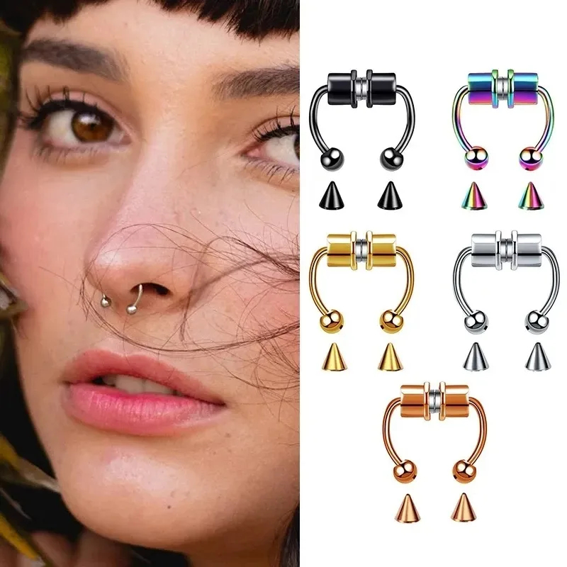 1/2/3 ชิ้น แหวนจมูกแม่เหล็กปลอ - Body Jewelry Nose Studs บทวิจารณ์และราคา