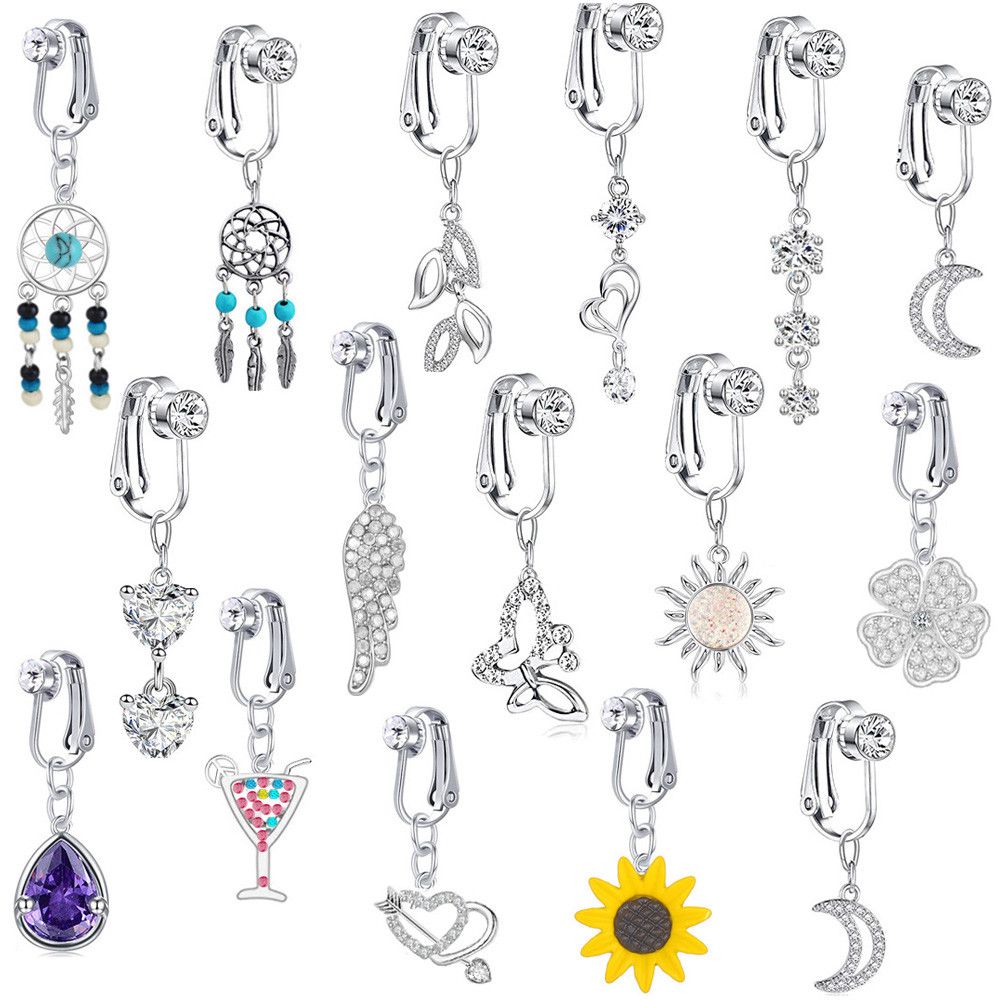 คลิปหนีบเจาะสะดือปลอมรูปผีเสื้ - Body Jewelry And Earrings บทวิจารณ์และราคา