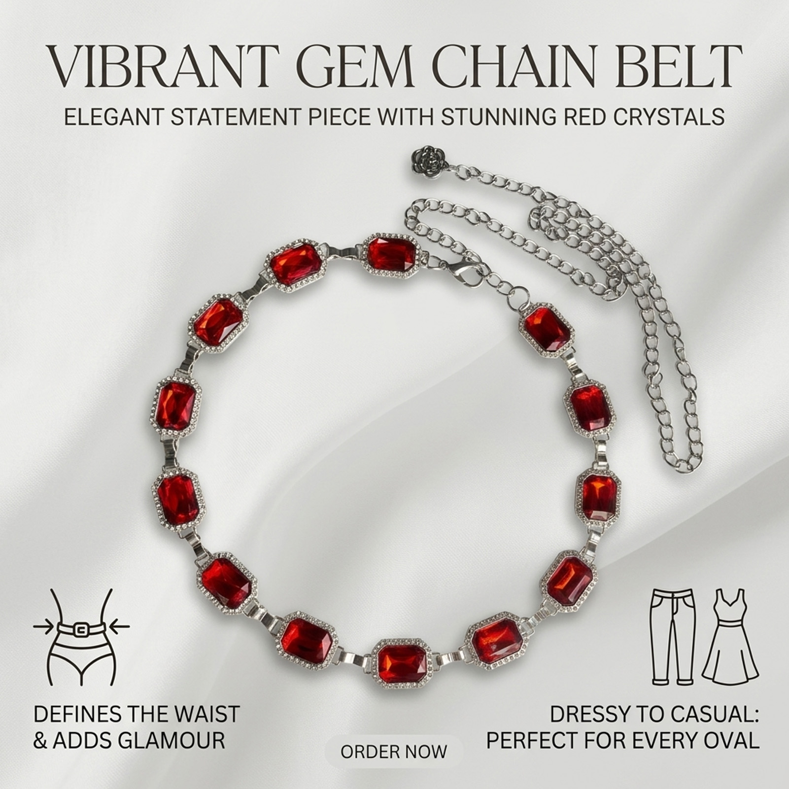 โซ่คาดเอวประดับคริสตัลแก้วทรงส - Body Jewelry Ends บทวิจารณ์และราคา