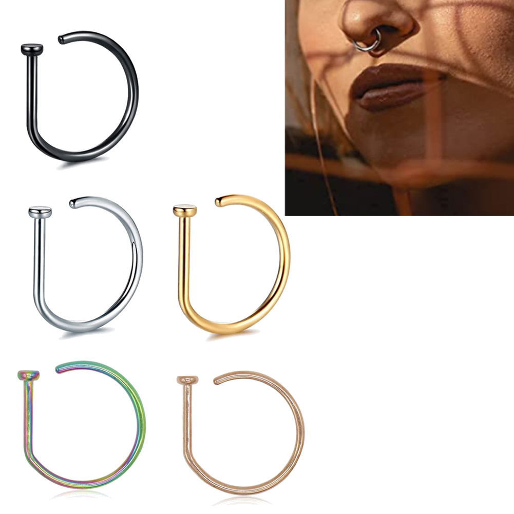 1PC ชายหญิงแหวนจมูกปลอม D รูปร - Body Jewelry Nose Studs บทวิจารณ์และราคา