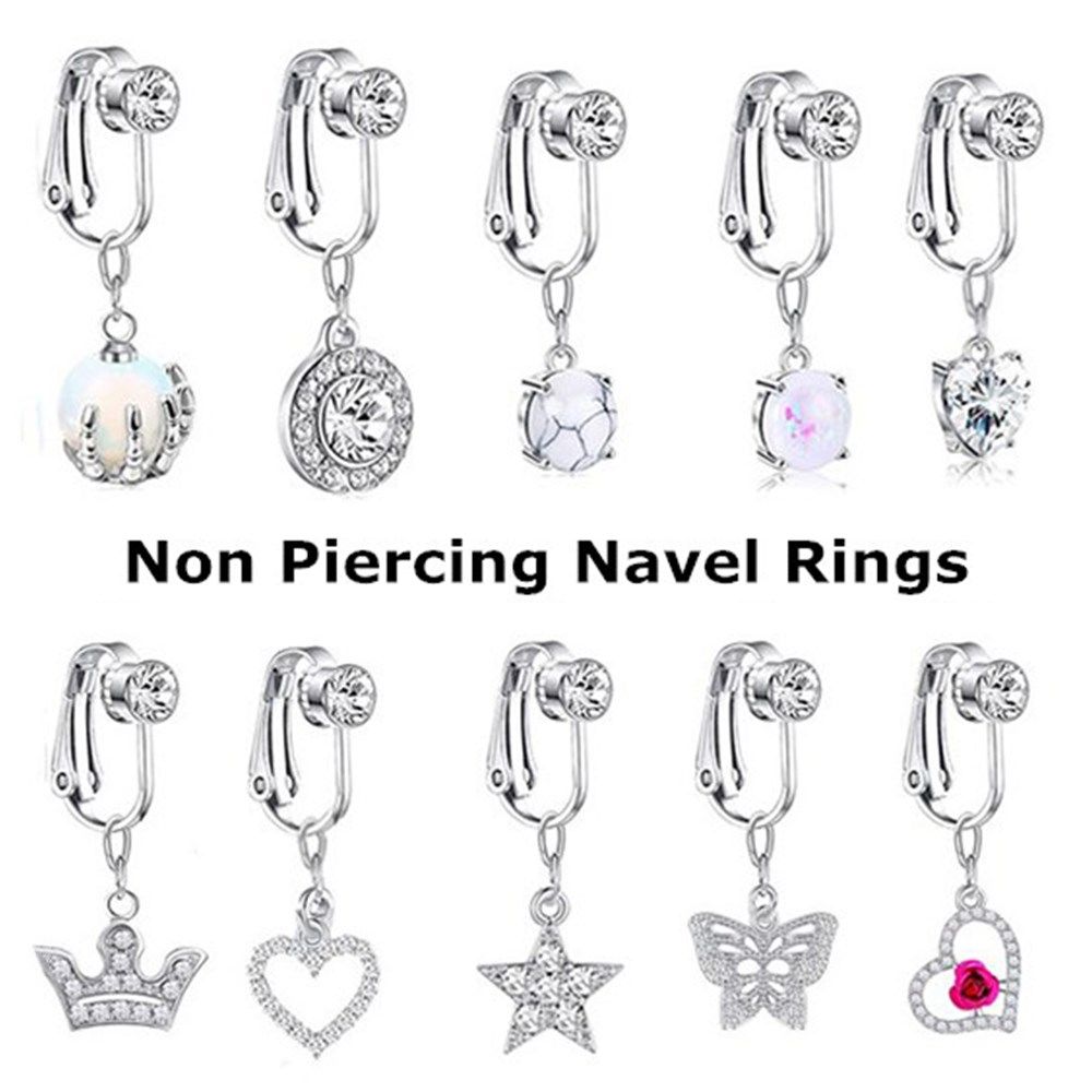 ต่างหูแบบหนีบรูปผีเสื้อ แหวนสะ - Body Jewelry And Earrings บทวิจารณ์และราคา