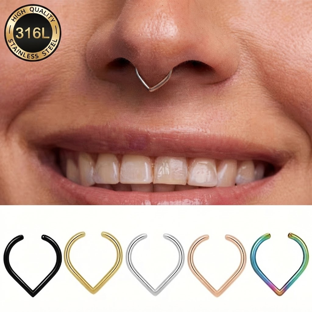 ชุดแหวนจมูกปลอมสแตนเลส 5 ชิ้น  - Body Jewelry And Earrings บทวิจารณ์และราคา