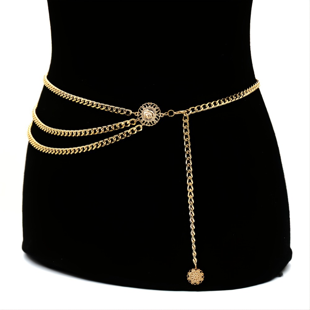 เข็มขัดคาดเอวแบบปรับได้ลายดอกท - Body Jewelry Women บทวิจารณ์และราคา