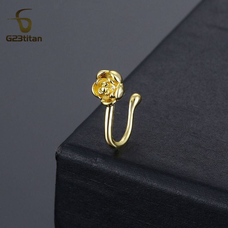 คลิปหนีบจมูกคริสตัลทองแดงรูปดอ - Body Jewelry Nose Studs บทวิจารณ์และราคา