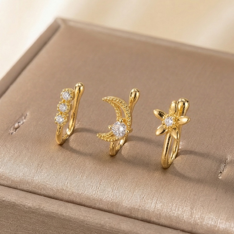 ชุดคลิปหนีบจมูกสไตล์เรโทร 3 ชิ - Body Jewelry Nose Studs บทวิจารณ์และราคา