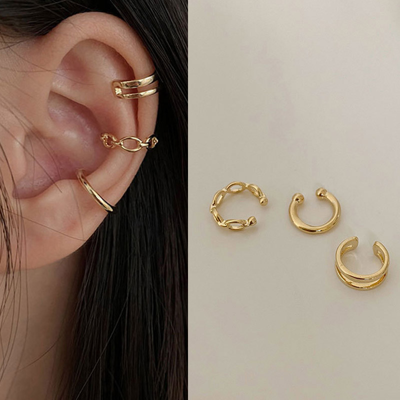 3PCS ทองเงินสีต่างหูแบบหนีบสำห - Body Jewelry Kit บทวิจารณ์และราคา