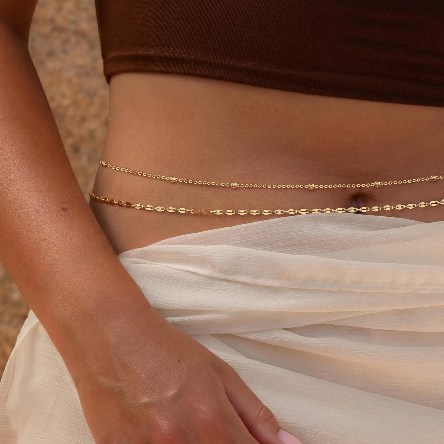 โซ่คาดเอวชุบทอง 14K สำหรับผู้ห - Body Jewelry Ends บทวิจารณ์และราคา